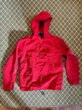 Vintage Tommy Hilfiger Red Hooded Pullover Jacket